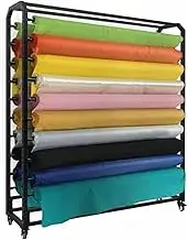 Large Exhibitor Cart for Fabric Rolls with Adjustable Bar to Hang and Frantable Wheels, Commercial Metallic Organizer for Films That Change Color in The Car, Parishes