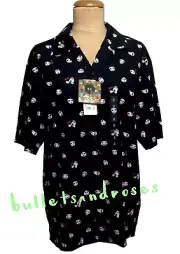 Uniqlo x Studio Ghibli Princess Mononoke Kodama Open Collar Shirt XS/S Black