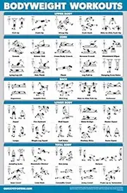 QuickFit Bodyweight Workout Exercise Poster - Body Weight Workout Chart - Calisthenics Routine - Double Sided (Laminated, 18" x 27")