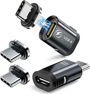 YaCeSyn 2 Pack 240W Straight Magnetic USB C Adapter with 4 Connector Tips, 24Pin Magnetic Type-C Extender, USB4 40Gbps 8K 60Hz Compatible with Thunderbolt 3/4 MacBook Pro/Air Laptop PC iPhone 15