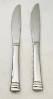CAMBRIDGE Codie GLOSSY STAINLESS FLATWARE 2 Dinner Knives NEW!