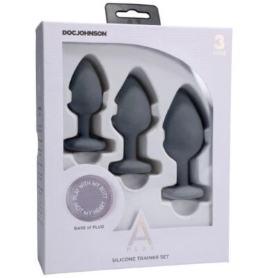 Doc Johnson A-Play Silicone Anal Trainer Set 3 Pc Piece Grey