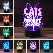 3D Cats Saying Desk Light, 7 Color LED Lamp Base USB with Touch control