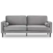 Sarantino Faux Velvet Sofa Bed Couch Furniture Lounge Suite - Grey