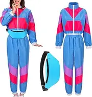 [Liitrsh] 3 Pcs 80s Windbreaker women 90s Outfit for Women Jacket Jogger Pants and Fanny Pack for Halloween Retro Cosplay Party
