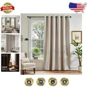 Light-Blocking 84 Inch Grommet Top Curtain in Greyish Beige - Easy Care Drapes