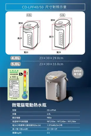 電器妙妙屋-【ZOJIRUSHI 象印】4公升微電腦電動給水熱水瓶(CD-LPF40)日本原裝進口 (5.1折)