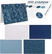 VNS Creations 100 pack Blank Cards with Envelopes & Stickers - All Occasion Blank Greeting Cards and Envelopes - Blank Note Cards with Envelopes 4x6 - Plain Blank Inside Navy Stationary Cards Set