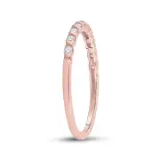 10kt Rose Gold Womens Round Diamond Single Row Stackable Band Ring 1/6 Cttw