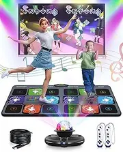 Double Dance Mat, Wireless Dance Mat for TV with Camera, Non-Slip Dance Pad with Wireless Controller, Game Mat Birthday Gifts for Kids Adults Girls Boys (Black)