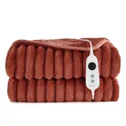 Dreamaker Chunky Embossed Fleece Electric Heated Throw Blanket [180x200cm] (Rust)
