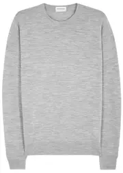 John Smedley Lundy Fine-knit Wool Jumper - Silver - L L