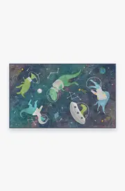 90' x 150' | Machine Washable Runner Rug | Kid & Pet Friendly | Indoor Rug | Dinosaurs in Space Rug | Ruggable