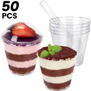 50 Pcs Dessert Cups with 50 Spoons and 50 Lids 200ML Cheesecake Parfait njqbr
