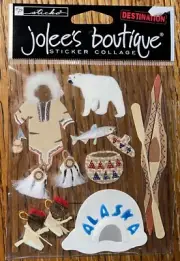 RARE Jolees ALASKA Polar Bears Igloo Fish Canoe Moccasin Baby Scrapbook Stickers