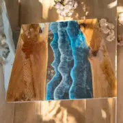 48" Ocean Wave Square Epoxy Resin Coffee Table Top Housewarming Furniture Decors