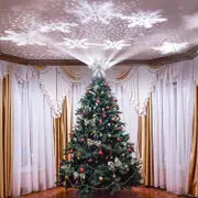 Christmas Tree Topper Light With Rotating Led Projector ,3d Hollow Snowflake Christmas Tree Topper