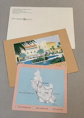 Macau Hyatt Regency hotel postcard , map of Jogging/cycle + envelope