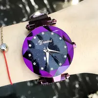 在飛比找蝦皮購物優惠-Dimini星空機箱個性紫色潮流女士手錶磁性手鍊配水鑽錶盤女