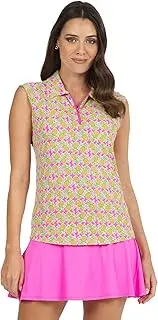 [IBKUL] Athleisure Wear Sun Protective UPF 50+ Icefil Cooling Chantal Print Sleeveless Polo – 14540