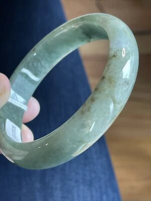 纯天然玉镯 58 Mm Grade A Burmese Jade Bangle Untreated Certified