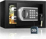0.35 Cuft Digital Safes with Programmable Keypad & Spare Key, Small Safe Box, Mini Security Home Safe for Home Business Office Hotel, Personal Money Safes for Valuables Documents (without shelf)