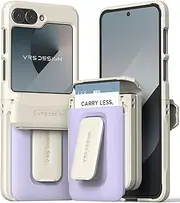 VRS DESIGN Orb for Z Flip 6 Case, Wallet Card Holder Case [Hinge Full Protection] Durable Built-in Kickstand Cover for Galaxy Z Flip 6 (Purple)