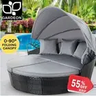 Gardeon Sun Lounge Setting Pool Wicker Sun Day Bed Outdoor Furniture Patio Black