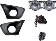 July King Car Fog Lamp Assembly With Frame for Renault Duster 2020 2021 2022, 4300K Halogen Fog Lamp Blub + Frame+ Harness + Switch