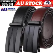 Luxury Mens Real Leather Belt Automatic Buckle Ratchet Waist Strap Jeans Belt AU