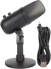 USB Condenser Microphone Professional Gain Control Rotatable RGB Sound Processing System for Live Broadcast Gaming Streaming ABS Material
