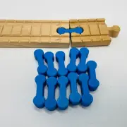 Wooden Train Track Dog Bone Connectors Blue compatible with Thomas Ikea Brio x12