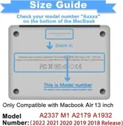 MacBook Air 13 Inch Case M1 2022 2021 2020 2019 2018 Release A2 Compatible with