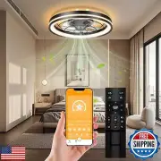 Hisummer Low Profile Ceiling Fan with Light and Remote Bladeless Bedroom Ceil