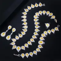 在飛比找momo購物網優惠-【Jpqueen】太陽黃鑽婚宴戒指手鍊耳環項鍊四件組(黃色)