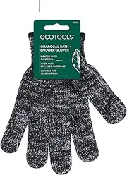 EcoTools Charcoal Bath + Shower Gloves, Exfoliating Gloves Remove Dead Skin & Cleanse Whole Body, Bath Gloves Infused With Charcoal To Scrub & Purify Skin, Cruelty Free, 1 Pair (2 Gloves)