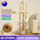 3 Tiers Garment Clothes Coat Rack Stand Wooden Tree Hanger Bag Hat Hook Holder