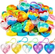 JOYIN Heart Pop Fidget Keychain Pop Fidget Toys Bulk 30 Pack Party Favors for Kids 4-8,8-12 Years, Goodie Bag Stuffers Mini Pop Keychain for Classroom Prizes Birthday Sensory Toys Gifts