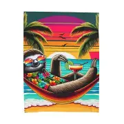Velveteen Plush Blanket Sassy Sloth Beach Margarita Sunglasses Beach Home Relax