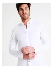 [Tommy Hilfiger] Core Flex Dobby Long Sleeve Shirt in White
