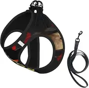 Pirate Flag print Dog Harness and Leash Set, Reflective Adjustable Puppy Vest for Small Medium Large Dogs, Cats