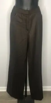 NWT Oscar de la Renta Brown 100% Cashmere Trousers Saks Fifth Avenue Size 12