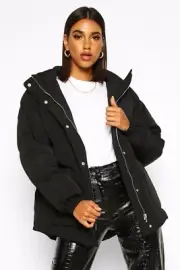 BNWT BOOHOO Matte Satin Hooded Puffer Women's Jacket UK Size 14/ RRP £60