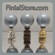 Grey Marbled Glass 1" Ball Lamp Finials Nickel/Polished/Antique Bases
