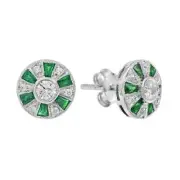 Art Deco Style Lab Created Diamond Ferris Wheel Stud Earrings 14K White Gold FN