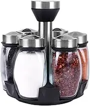Condiment Dispenser Seasoning Container,Seasoning Box, Kitchen Seasoning Box Glass Bottle Pepper Spice Container Condiment Jars Rack Organizer Bottle Holder Spice Pots Rack Set simple