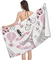 JBYJBX Romantic Paris Butterfly Print Beach Towel Quick Dry Sandproof Microfiber Beach Bath Towel for Travel Pool Camping