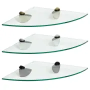 30cm Floating Glass Corner Shelves Bathroom Shelf with Chrome/Black/Gold Bracket