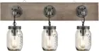 Rustic Farmhouse 3-Light Mason Jar Vanity Wall Sconce - Wood Grain & Glass Bathr