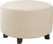 LJWDYS Stretch Ottoman Cover, Machine Washable Footstool Pouffe Slipcover with Elastic Bottom (Color : Beige, Size : Large)